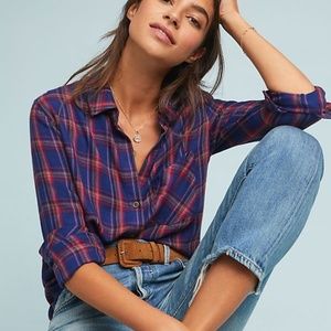 Anthropologie Cloth & Stone Plaid Button Down